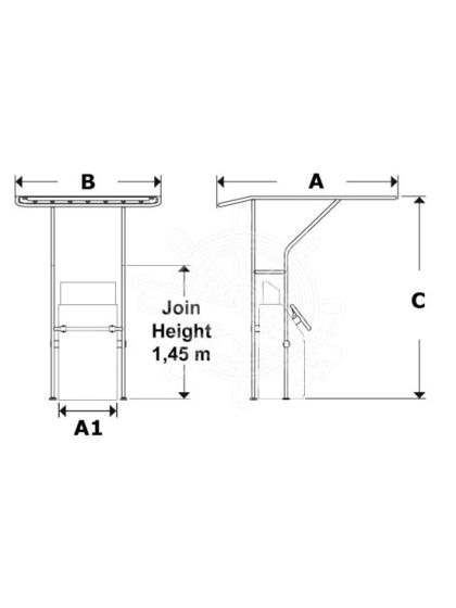 T-TOP in Alluminio Ø 32 mm Per Barca Misura 2