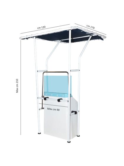 T-Top per Barca in Tubo di Alluminio Ø 32 mm Larghezza max cm 90