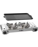 Fornello a gas Portatile Double Devil con piastra Grill