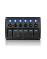 Pannello 6 interruttori con Led Blu e fusibili mm 182x120