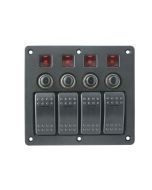Pannello elettrico 4 interruttori con led e fusibili