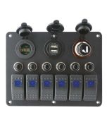 Pannello elettrico 6 interrutori e accendisigari