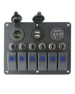 Pannello elettrico 6 interruttori e Voltmetro