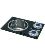 Piano cottura cm 60x42 due fuochi e lavello con ferma pentole