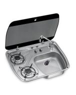 Piano cottura cm 60x45 due fuochi e lavello con coperchio