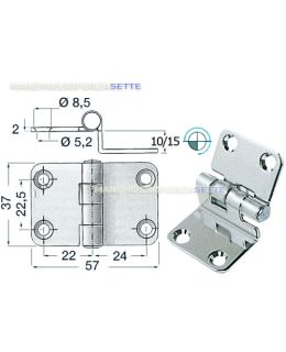 Cerniera inox a sbalzo 10 mm spessore mm 2,0