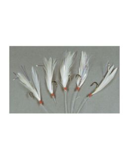 Calamento finale 5 ami con piuma bianca 1/0