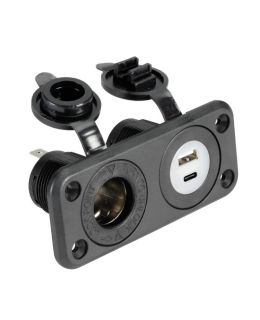 Presa accendisigari in PVC 12v con USB e C da incasso