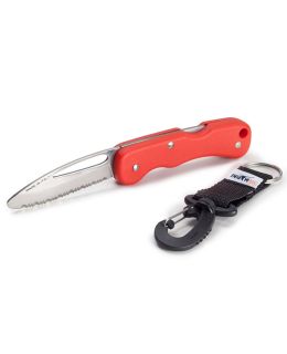 Coltello inox serramanico seghettato con clip a moschettone