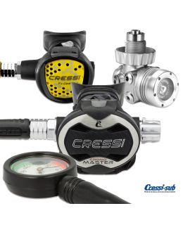Erogatore Cressi Sub T10-SC CROMO MASTER DIN Con Manometro