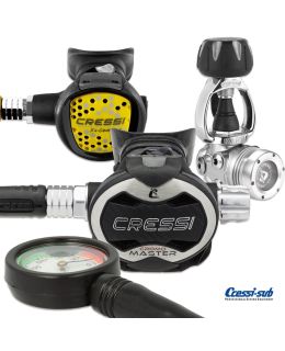 Erogatore Cressi Sub T10-SC CROMO MASTER INT Con Manometro