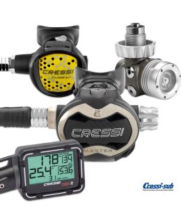 Erogatore Cressi Sub T10-SC PVD MASTER DIN Con Octopus e DIGI 2