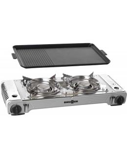 Fornello a gas Portatile Double Devil con piastra Grill