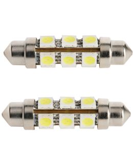 Lampadine 8 LED a Siluro mm 38 conf 2 pezzi
