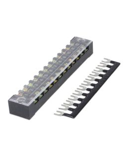 Morsettiera elettrica 12 poli Nera max 600V 15A