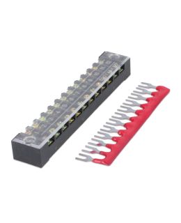 Morsettiera elettrica 12 poli Rossa max 600V 15A