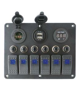 Pannello elettrico 6 interruttori e Voltmetro