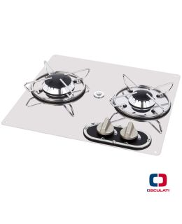 Piano cottura 2 Fuochi cm 38x36 Inox con fermapentole