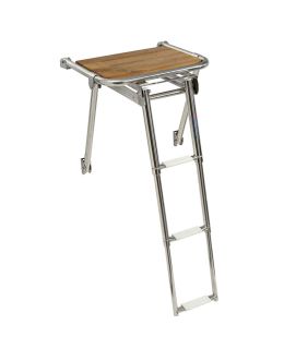 Plancetta di poppa cm 45x39 acciaio inox e Iroko con scaletta