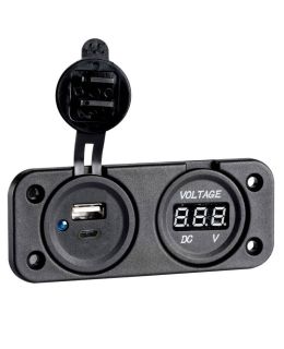 Presa USB e C con voltmetro display Led 