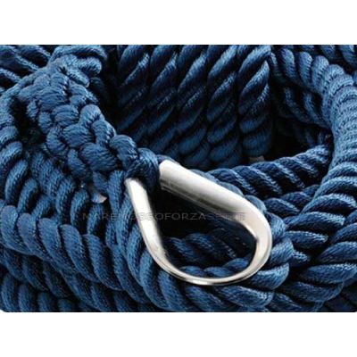 Cima blu di ormeggio con impiombatura e redancia 12mm 6mt