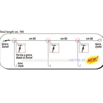 Montatura calamento 3 ami bollentino barca mis 6