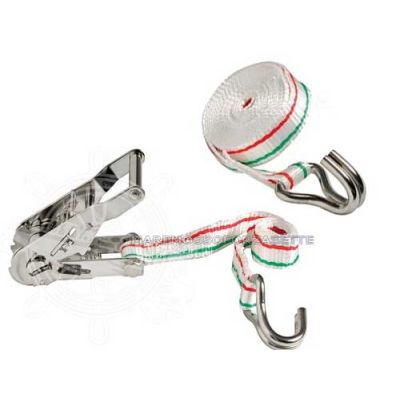 Cinghia di fissaggio 250 cm per barca con cricco e ganci inox