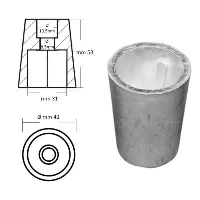 Zinco ogiva Conico elica radice per asse Ø 30 mm