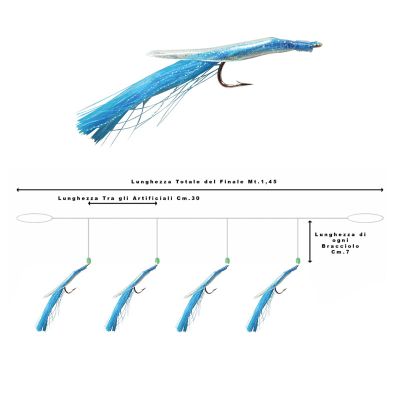 Calamento Deep Sea Leader con 4 Piume Blu