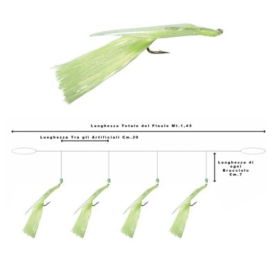 Calamento Deep Sea Leader con 4 Piume Verde