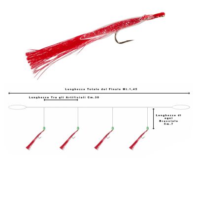 Calamento Deep Sea Leader con 4 Piume Rosse