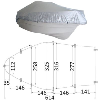 Telo ricovero mis 3 per barca da 488cm a 564cm Grigio 300D