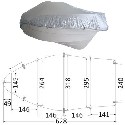 Telo ricovero mis 4 per barca da 518cm a 580cm Grigio 300D