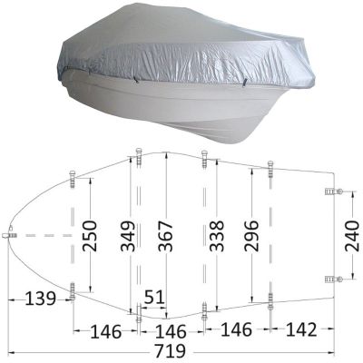 Telo ricovero mis 6 per barca da 580cm a 650cm Grigio 300D