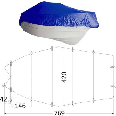 Telo ricovero mis 7 per barca da 630cm a 710cm BLU 600D