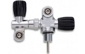 Rubinetteria doppio attacco filetto M25 per bombole sub