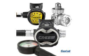 Erogatore Cressi Sub T10-SC CROMO MASTER DIN Con Manometro