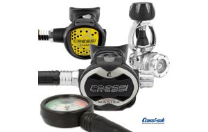 Erogatore Cressi Sub T10-SC CROMO MASTER INT Con Manometro