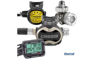 Erogatore Cressi Sub T10-SC PVD MASTER DIN Con Octopus e DIGI 2