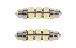 Lampadine 8 LED a Siluro mm 38 conf 2 pezzi