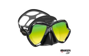 Maschera Mares X-Vision ultra Liquidskin nera lenti oro