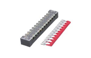 Morsettiera elettrica 12 poli Rossa max 600V 15A