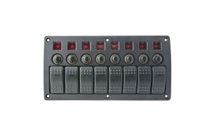 Pannello elettrico 8 interruttori con led e fusibili