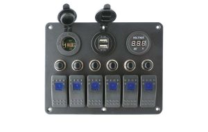 Pannello elettrico 6 interruttori e Voltmetro
