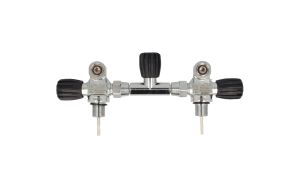 Rubinetteria per bibombola 10+10 litri M25 con separatore centrale