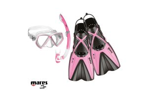 Set maschera con pinne Mares X-One Rosa per bambini